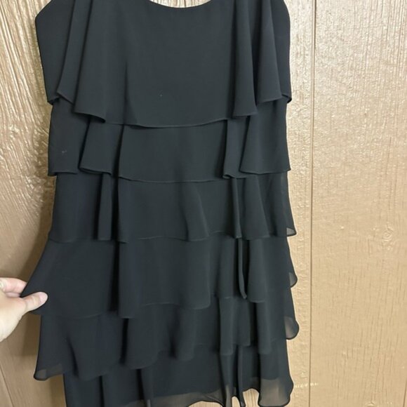Jessica Howard Chiffon Ruffled Tiered Layered Dress Black Gem Detail Formal 6P - Picture 4 of 8